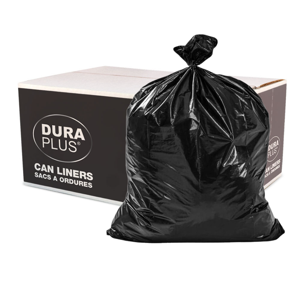 DURA PLUS CANLINER 28X40 BLACK LLDPE STRONG